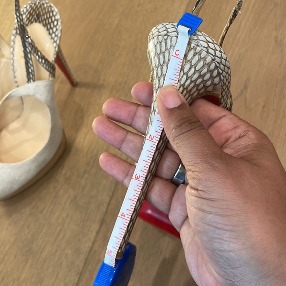 Christian Louboutin Fine Bretelle 140 Naturalle Rocco’s Snakeskin Canvas Heels - Picture 8 of 8